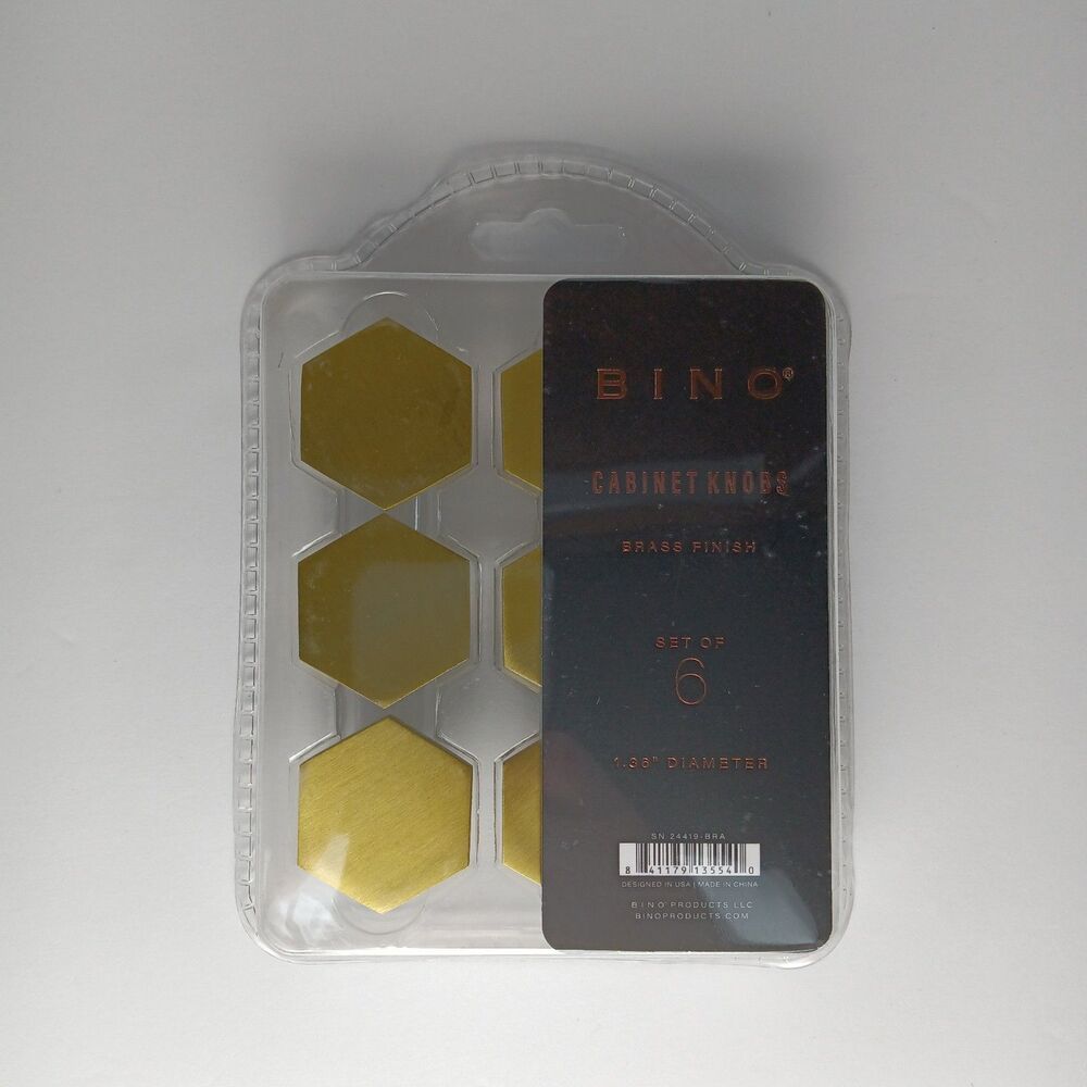 Bino Set Of Six 1.36" Diameter Brass Finish Cabinet Knobs